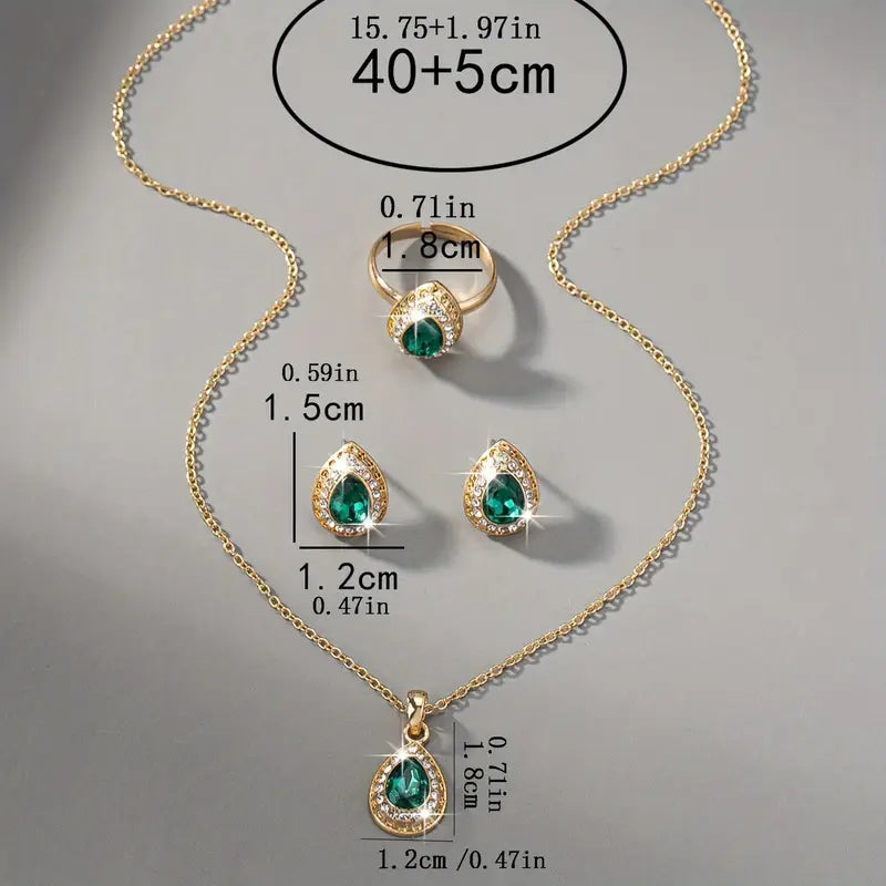 Emerald-Look Schmuckset – Ansicht 4