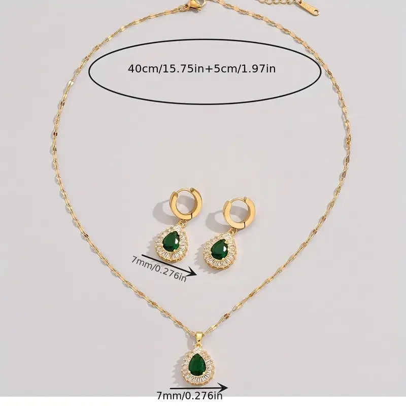 Emerald-Look Schmuckset – Ansicht 3