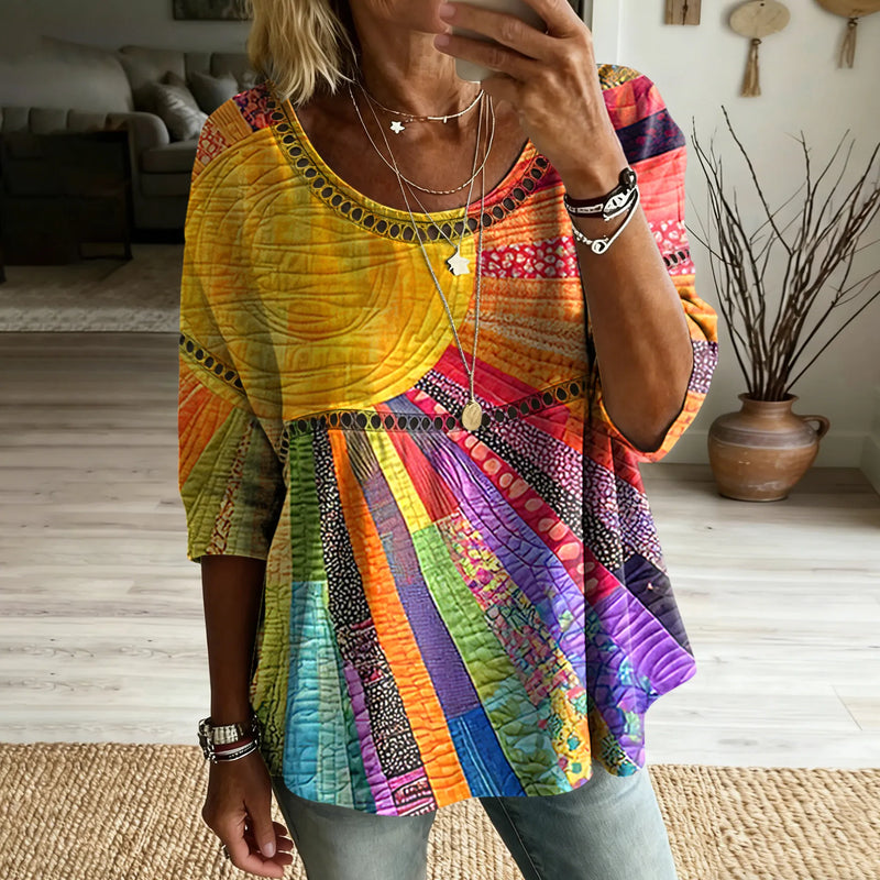 Mireille Strickpullover mit Herbst-Patchwork – Ansicht 8