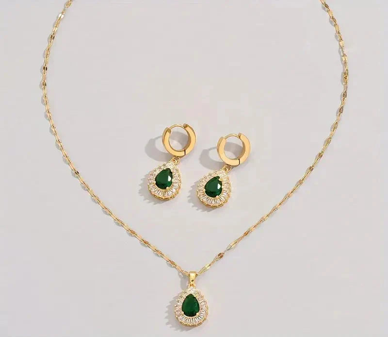 Emerald-Look Schmuckset – Ansicht 6