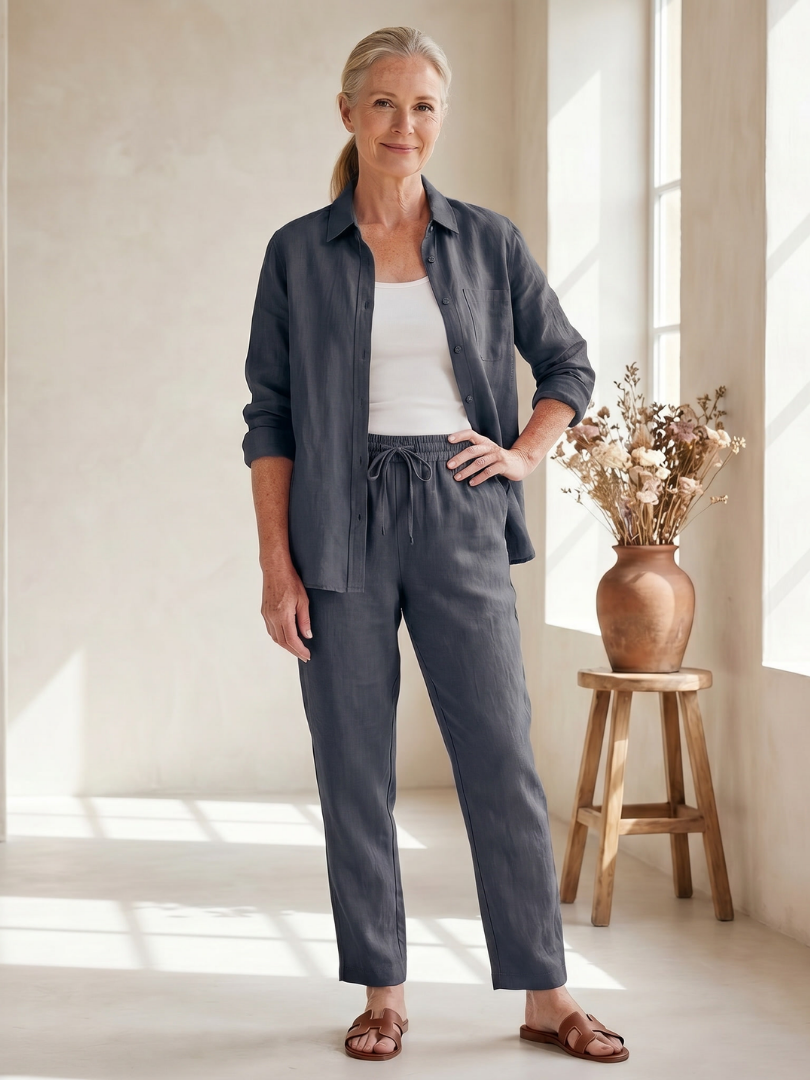 Noor | Set aus langärmligem Hemd und schmaler Hose