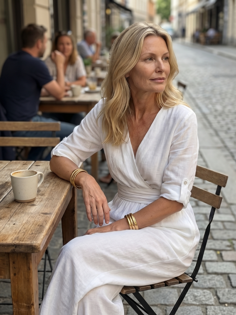 Wanda | Vorne gekreuzter Jumpsuit mit weiten Beinen