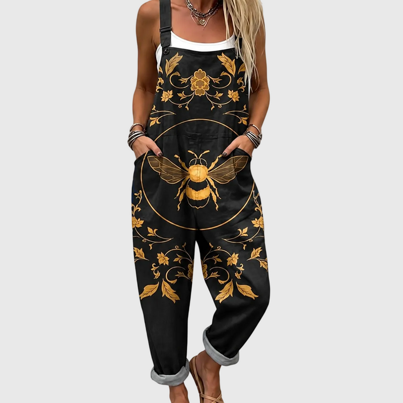 Latzhose mit goldenen Bienen