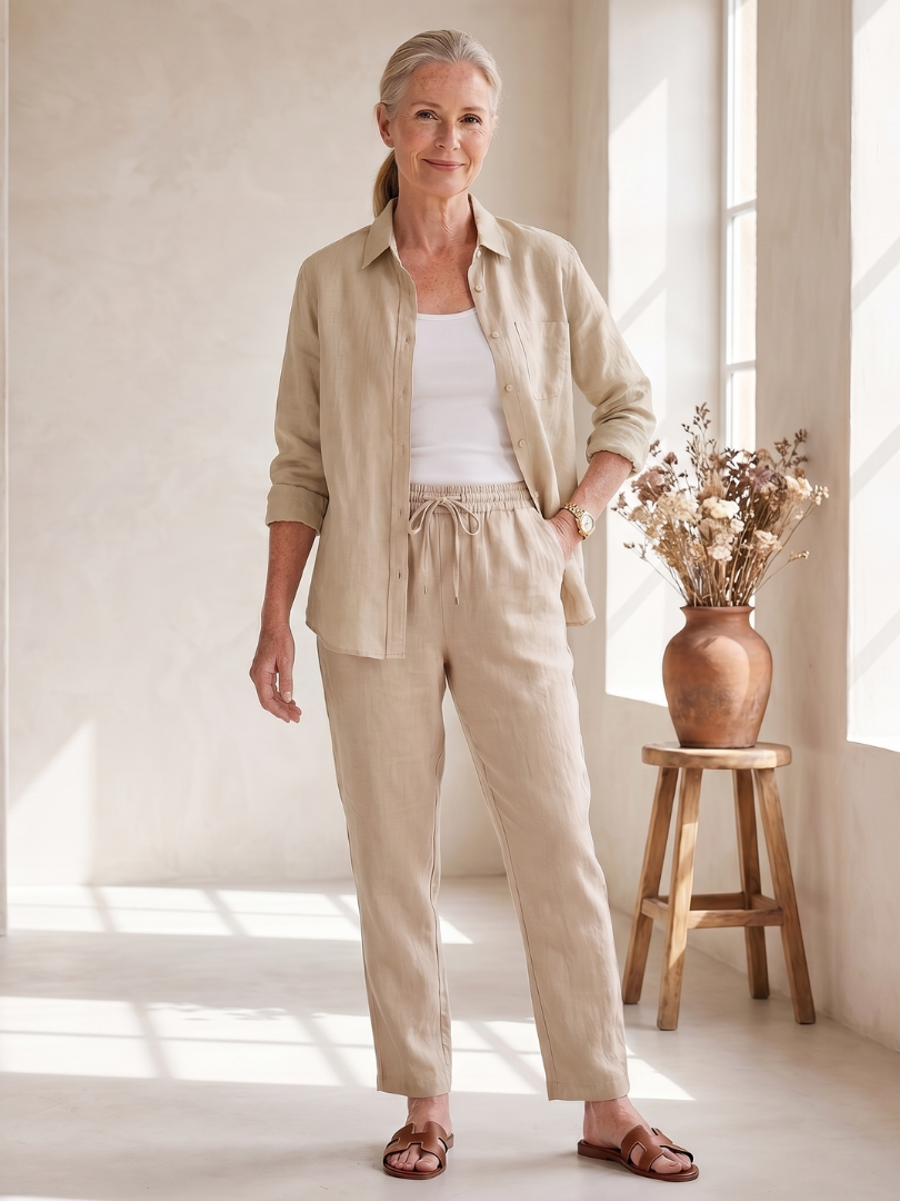 Noor | Set aus langärmligem Hemd und schmaler Hose