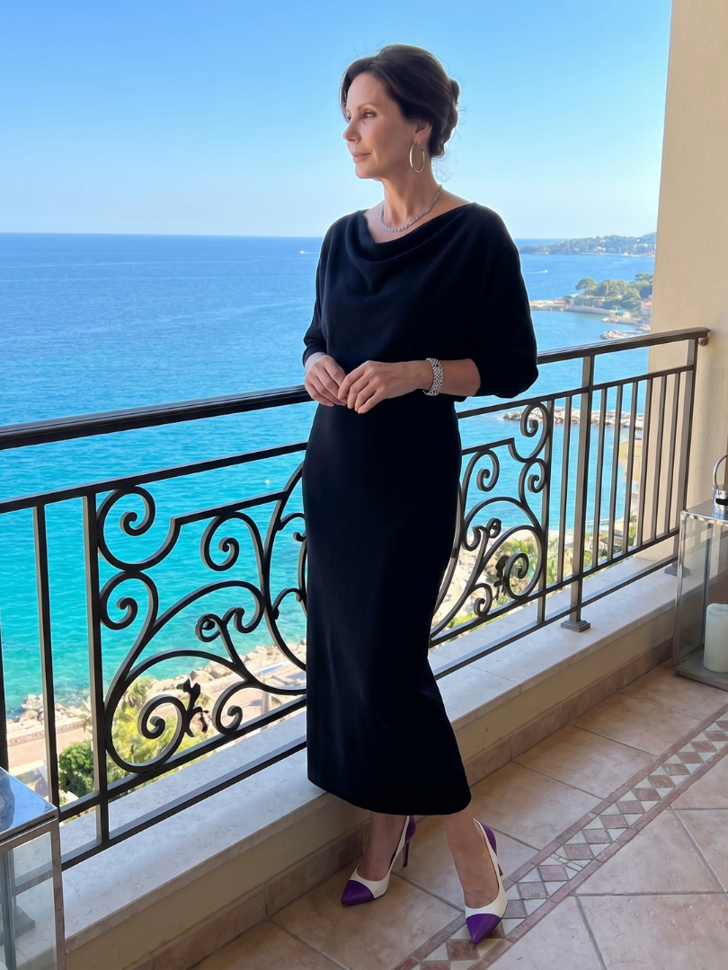 Romy | Midikleid mit drapiertem Ausschnitt und figurbetontem Rock