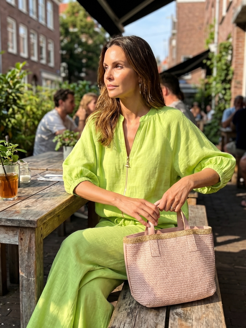 Natalia | Set mit Bluse mit Reißverschluss vorne und weiter Hose