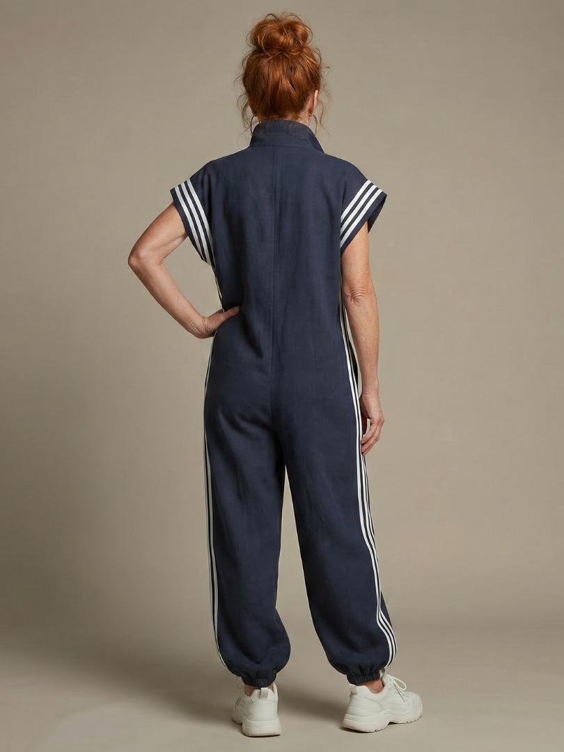 Lark | Jumpsuit mit Reißverschluss vorne und Seitenstreifen