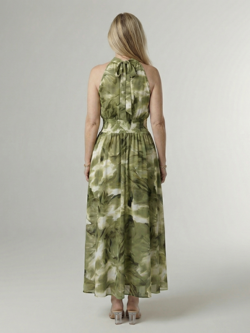 Sylin | Midikleid mit gerafftem Neckholder-Ausschnitt