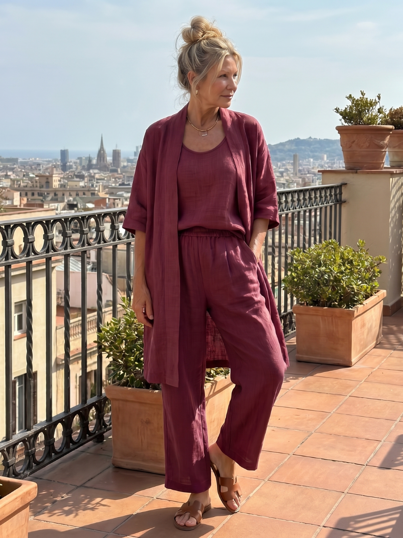 Yael | Dreiteiliges Set mit lockerem Top und Hose