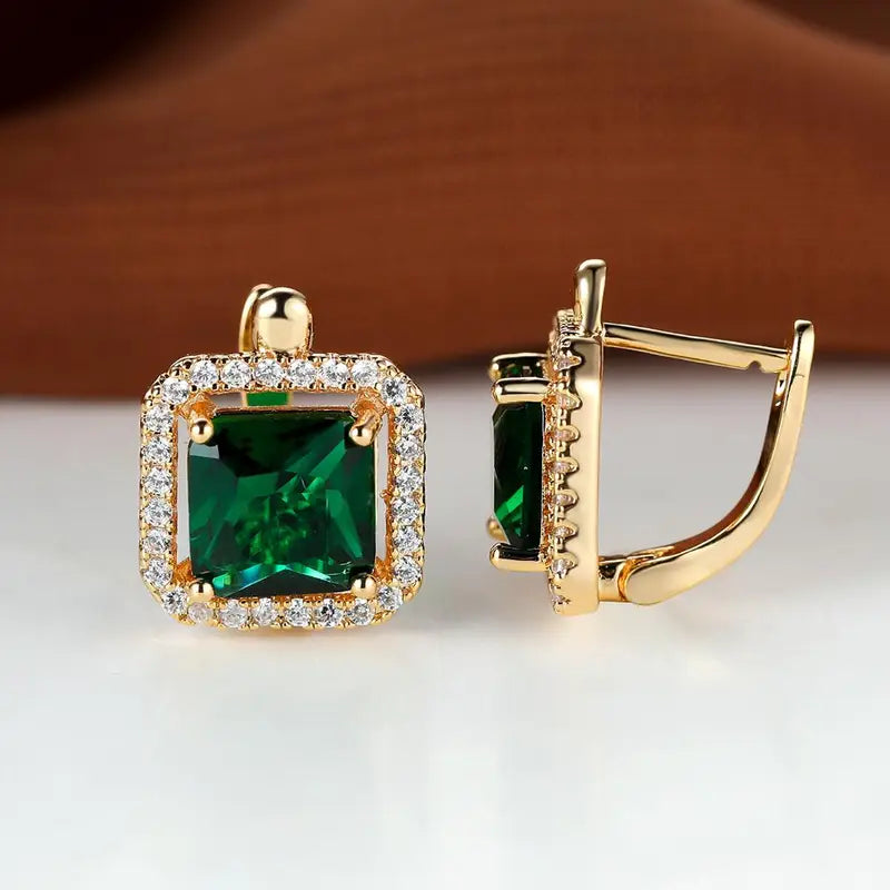 Emerald-Look Ohrringe – Ansicht 3