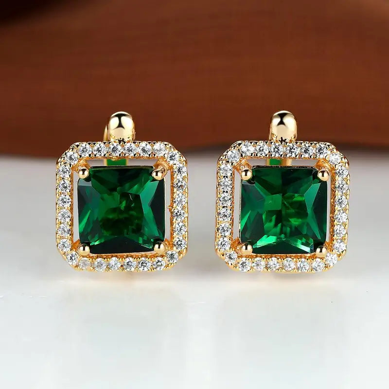 Emerald-Look Ohrringe – Ansicht 4