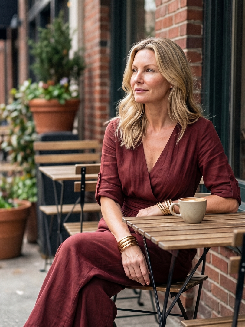 Wanda | Vorne gekreuzter Jumpsuit mit weiten Beinen