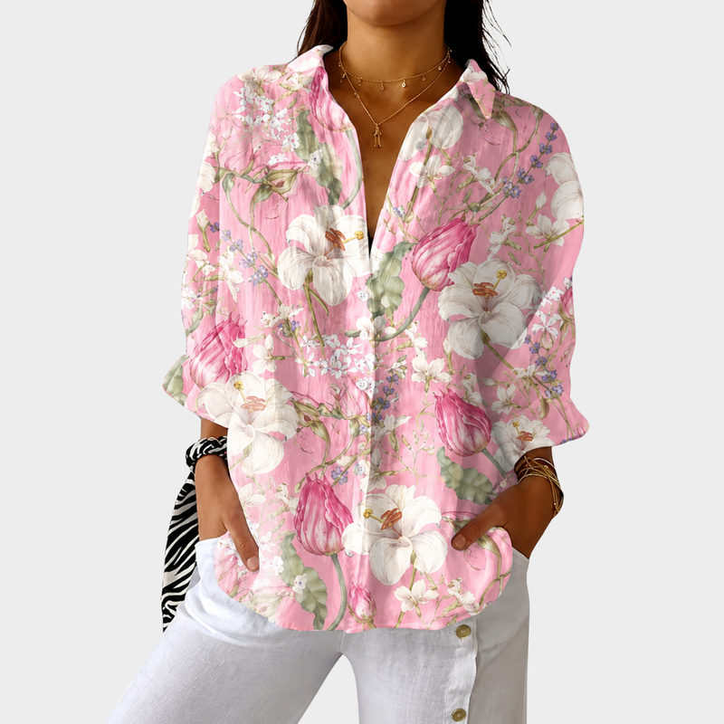 Leichte farbenfrohe Bluse mit lebhaftem Print