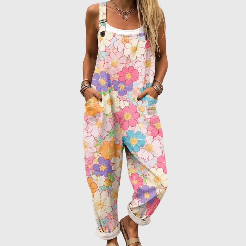 Pastellblumen-Latzhose