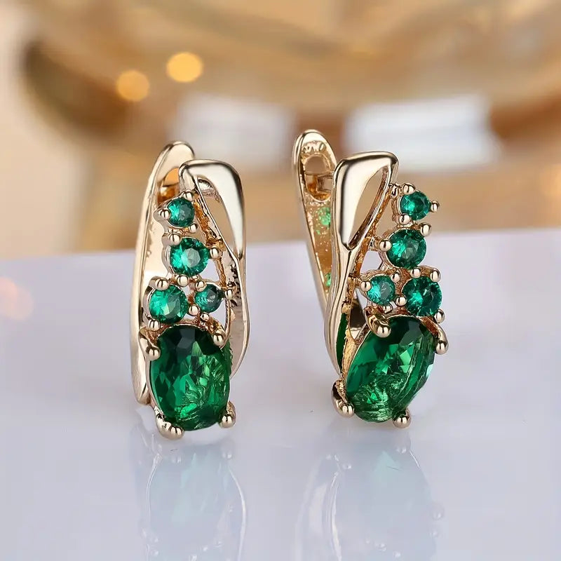 Emerald-Look Ohrringe – Ansicht 2