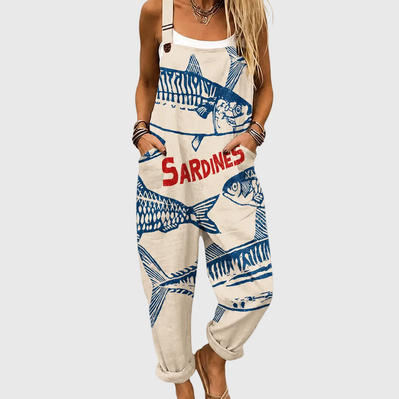 Weicher Jumpsuit mit Sardinenmuster