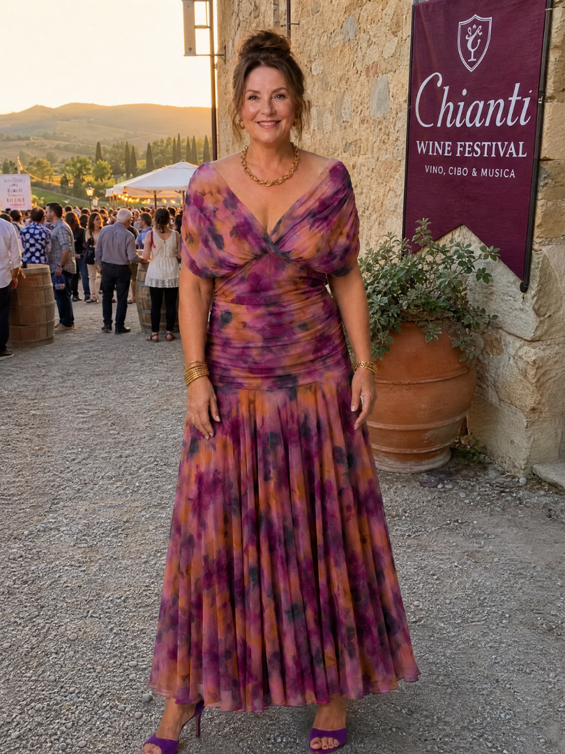 Calen | Schulterfreies Midikleid mit fließendem Fall