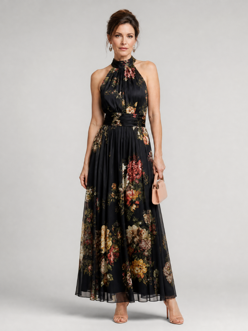 Sior | Midikleid mit Neckholder-Ausschnitt und Blumenmuster