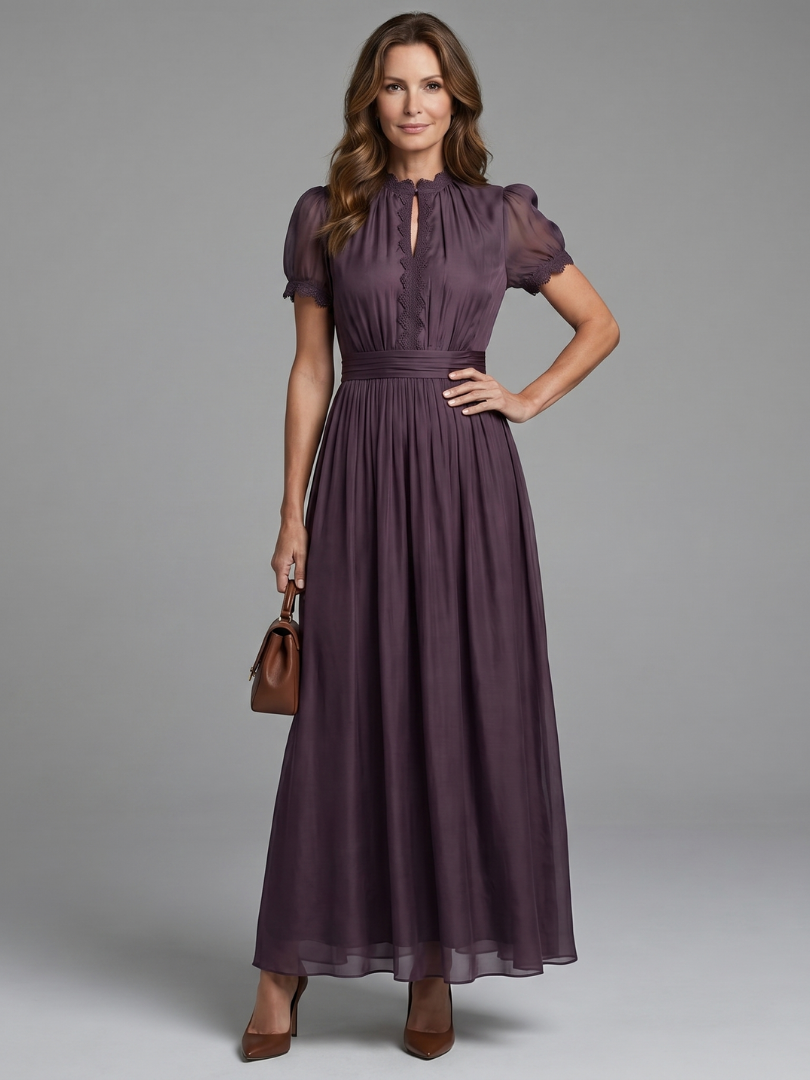 Elia | Maxikleid mit gerafften Taille und Schlüssellochausschnitt