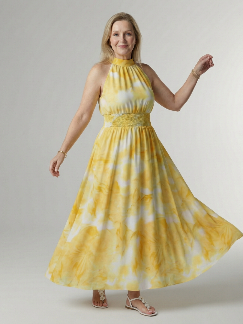 Sylin | Midikleid mit gerafftem Neckholder-Ausschnitt