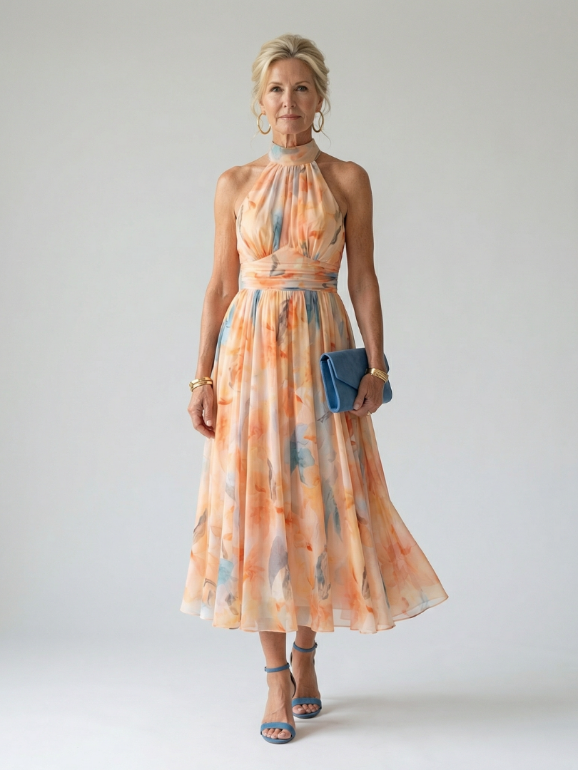 Elin | Weiches Midikleid mit Neckholder-Ausschnitt
