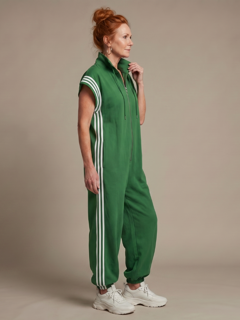 Lark | Jumpsuit mit Reißverschluss vorne und Seitenstreifen