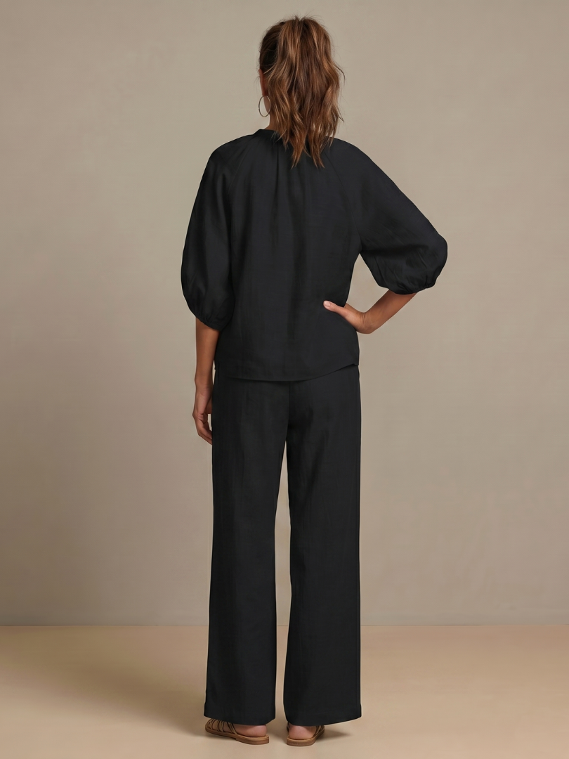 Natalia | Set mit Bluse mit Reißverschluss vorne und weiter Hose