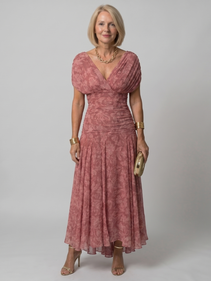 Calen | Schulterfreies Midikleid mit fließendem Fall