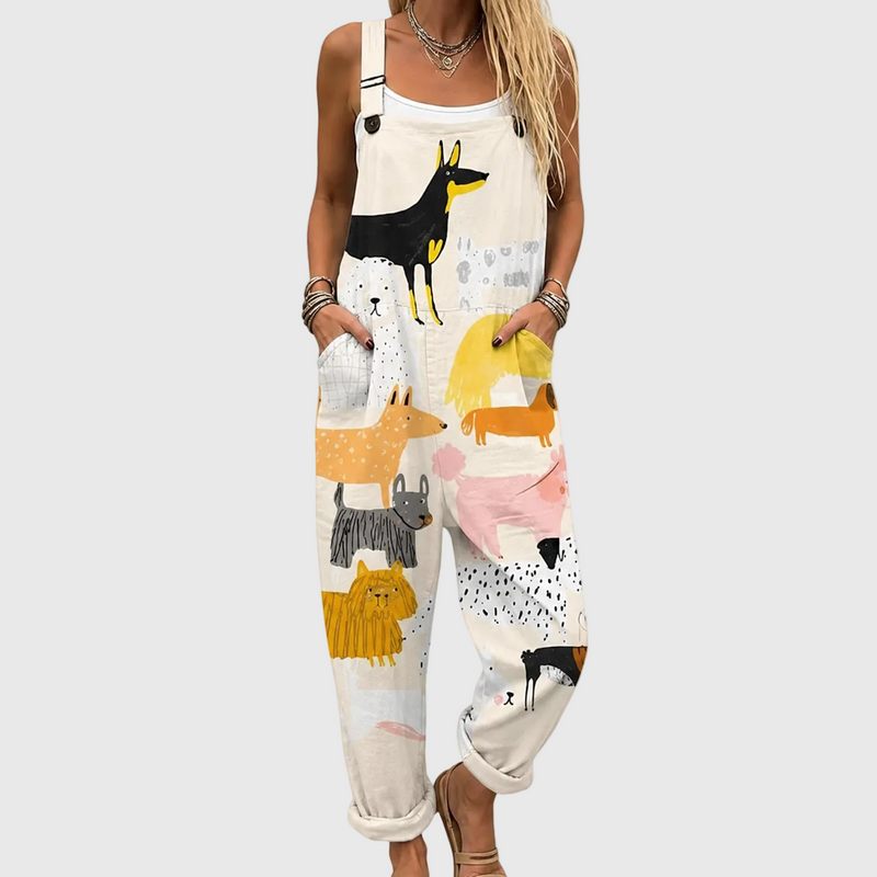 Weiche Latzhose mit Tiermuster