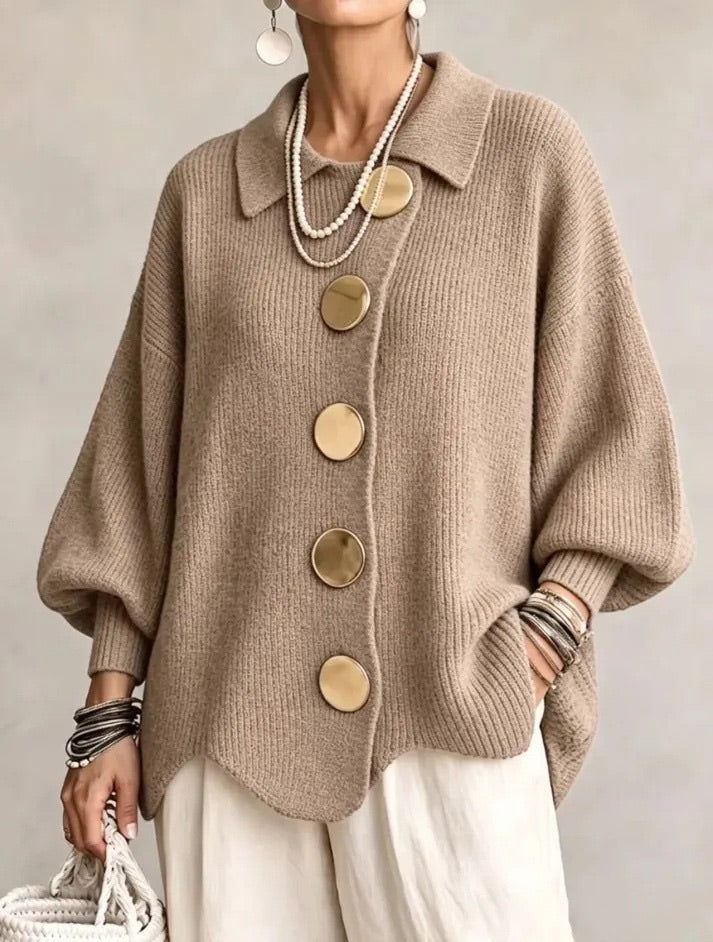 Karina Oversized Cardigan mit Kragen und Knöpfen – Ansicht 63