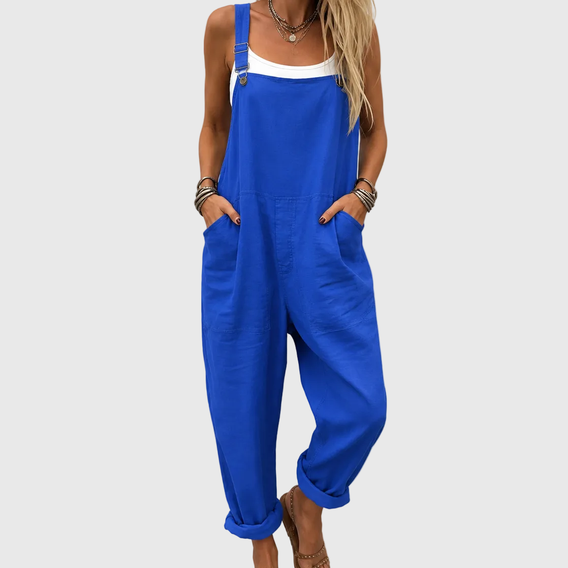 Weicher blauer Jumpsuit im Casual-Stil