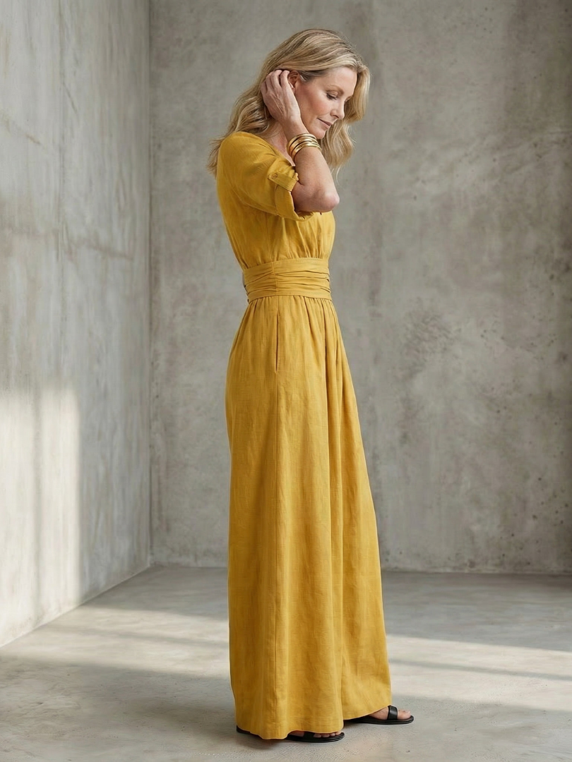 Wanda | Vorne gekreuzter Jumpsuit mit weiten Beinen