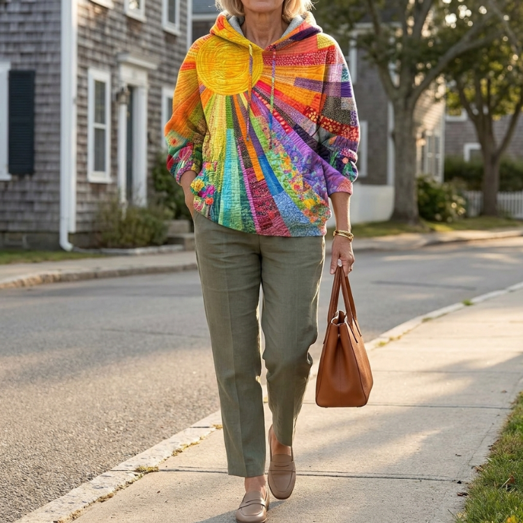 Amanda Steppkapuzenpulli mit Wildblumen-Patchwork – Ansicht 3