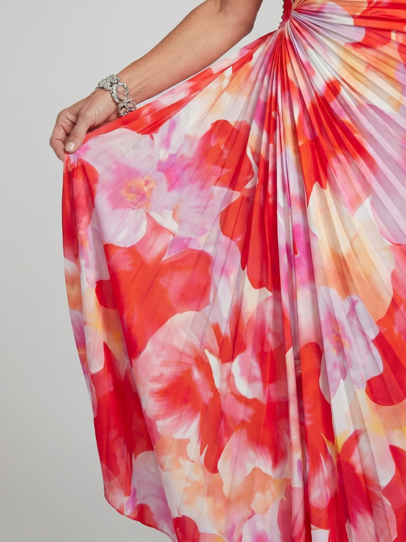 Taya | Midikleid mit One-Shoulder-Ausschnitt und plissiertem Oberteil