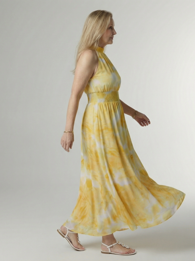 Sylin | Midikleid mit gerafftem Neckholder-Ausschnitt