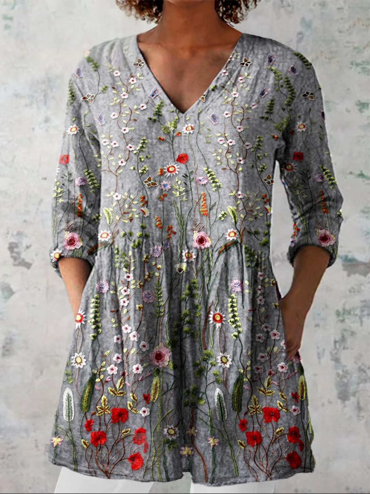 Amelie lange Bluse mit V-Ausschnitt – Ansicht 6