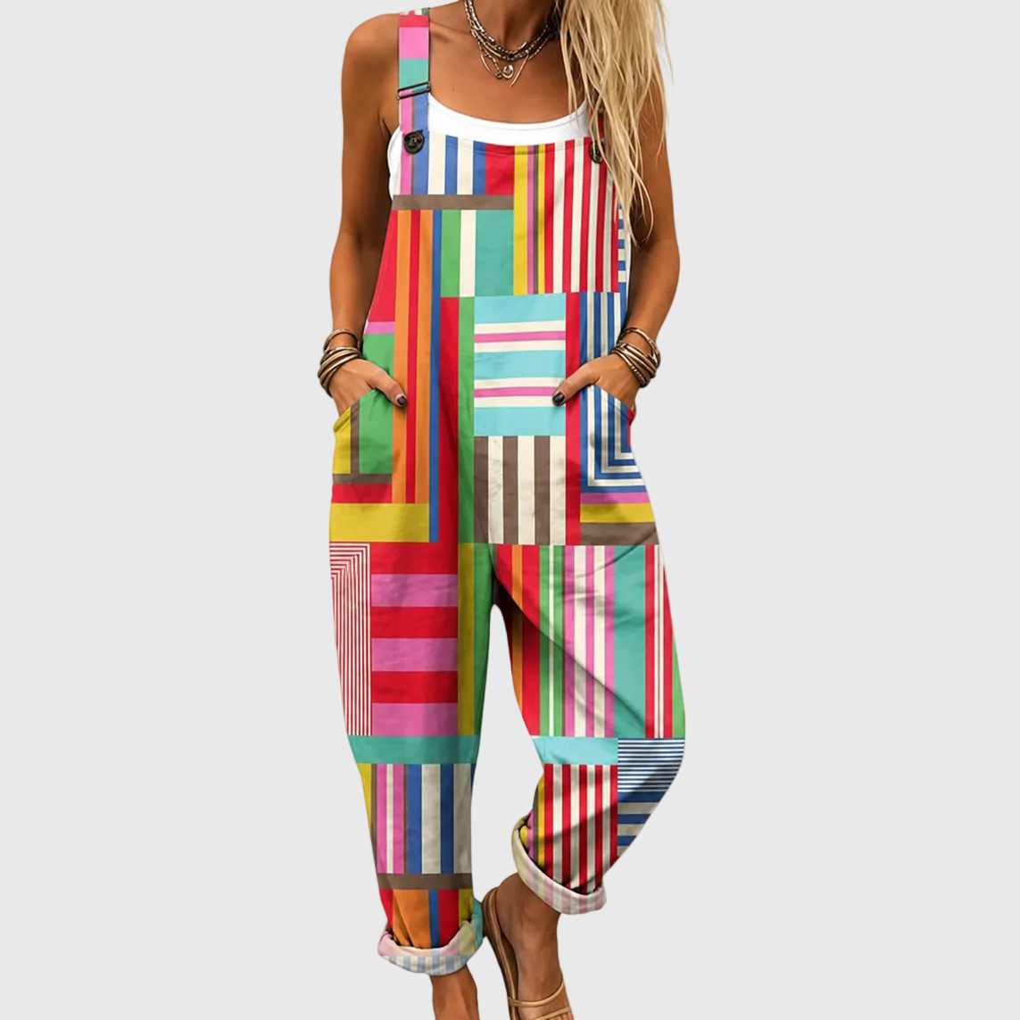 Bequeme bunte Patchwork-Latzhose