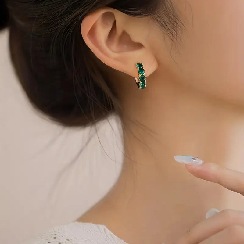 Emerald-Look Ohrringe – Ansicht 2