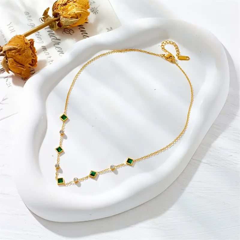 Emerald-Look Halskette – Ansicht 3
