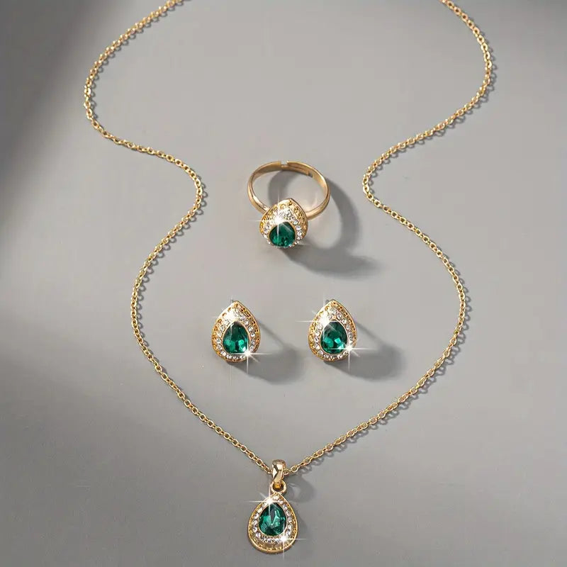 Emerald-Look Schmuckset – Ansicht 2