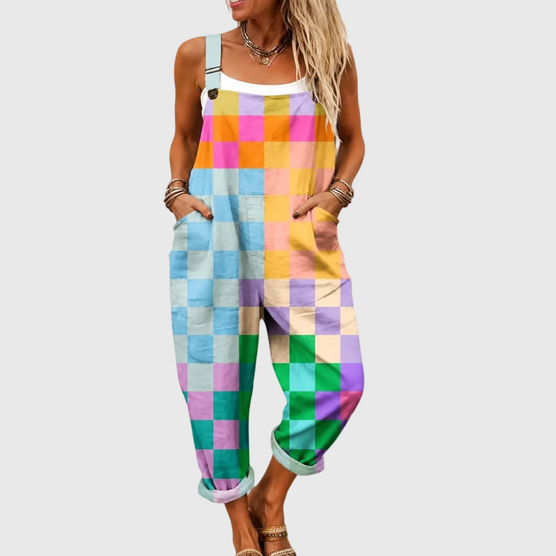 Weicher bunter Patchwork-Jumpsuit