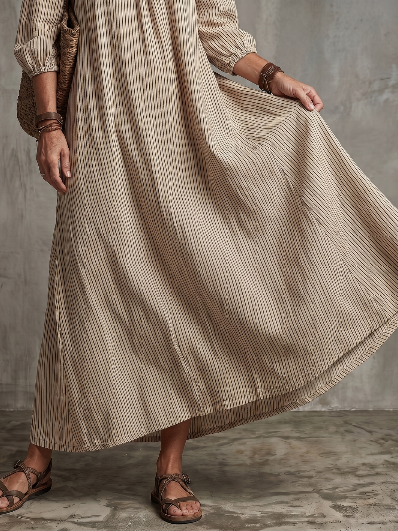 Euphemia | Maxikleid mit Streifenmuster und Schulterfrei