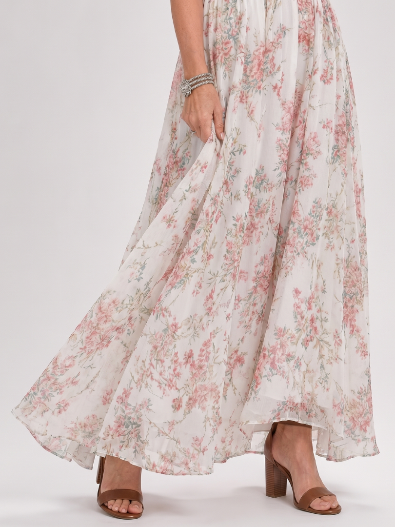Guinevere | Midikleid mit Blumenmuster und fließendem Rock