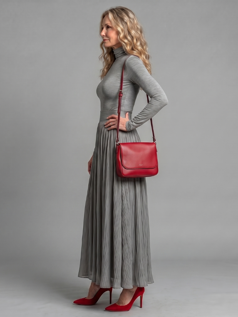 Lana | Langärmliges Midikleid mit Rollkragen und betonter Taille