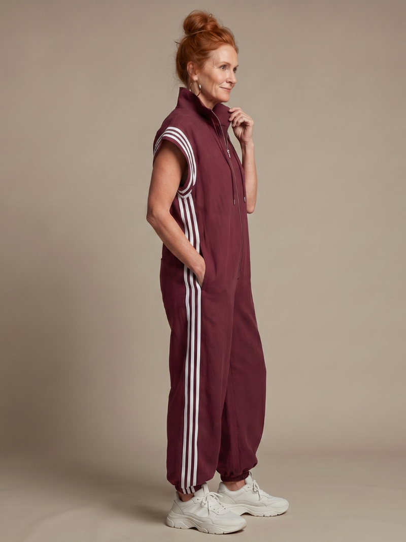 Lark | Jumpsuit mit Reißverschluss vorne und Seitenstreifen