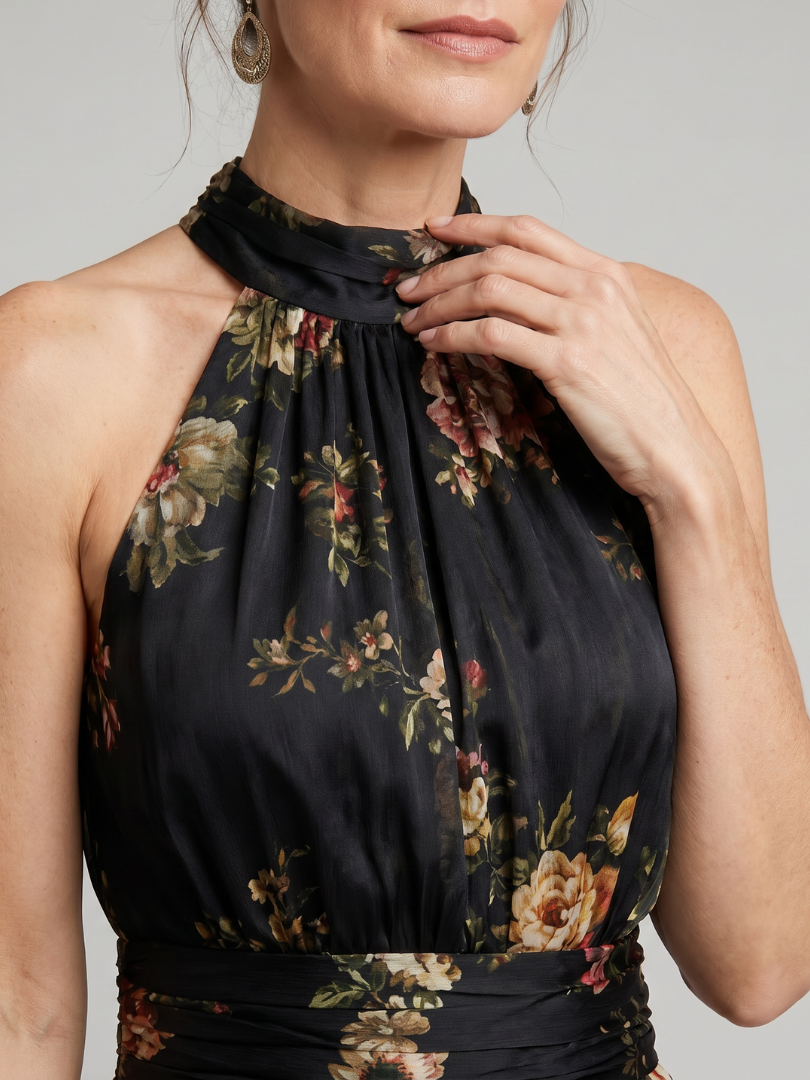 Sior | Midikleid mit Neckholder-Ausschnitt und Blumenmuster