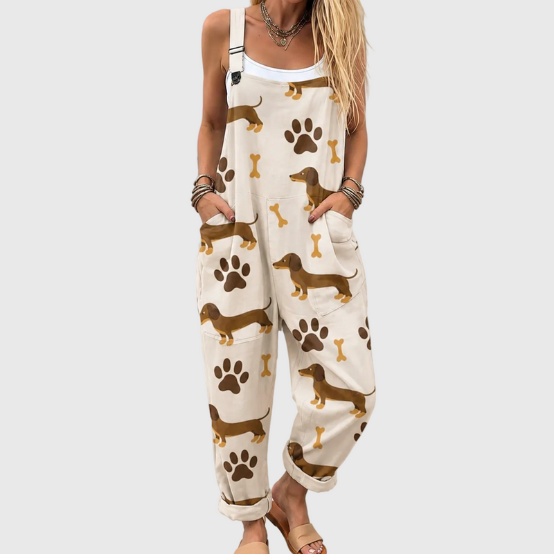 Weicher Jumpsuit mit Welpen-Muster