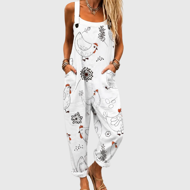 Weicher Jumpsuit mit Henne-Muster