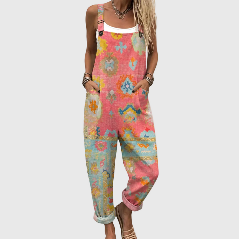 Entspannter Jumpsuit mit sanftem Mosaikmuster