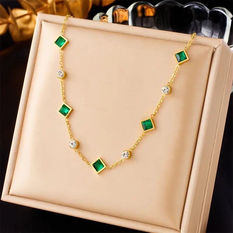 Emerald-Look Halskette – Ansicht 2